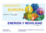 Sesión informativa agrupación estratégica Energía y Movilidad - Horizonte Europa 2021-2022