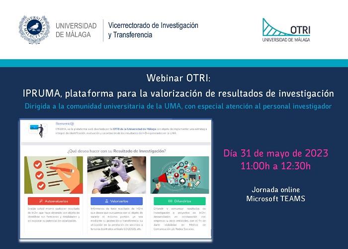 Webinar: IPRUMA, plataforma para la valorización de resultados de investigación