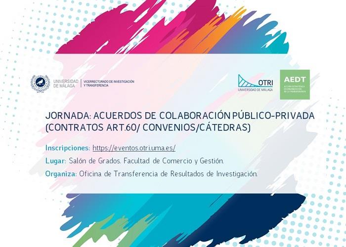 Jornada: Acuerdos de colaboración público-privada (Contratos art. 60/Convenios/Cátedras)