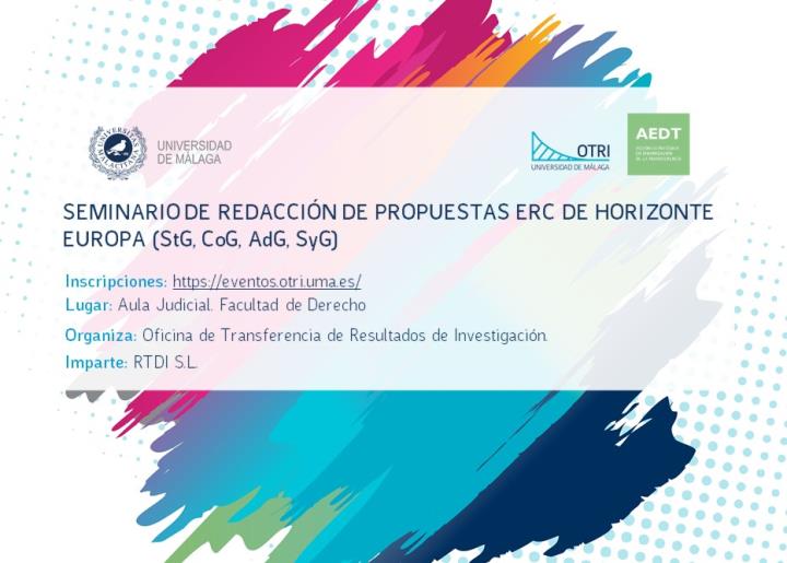 Seminario de redacción de propuestas ERC de Horizonte Europa (StG, CoG, AdG, SyG).